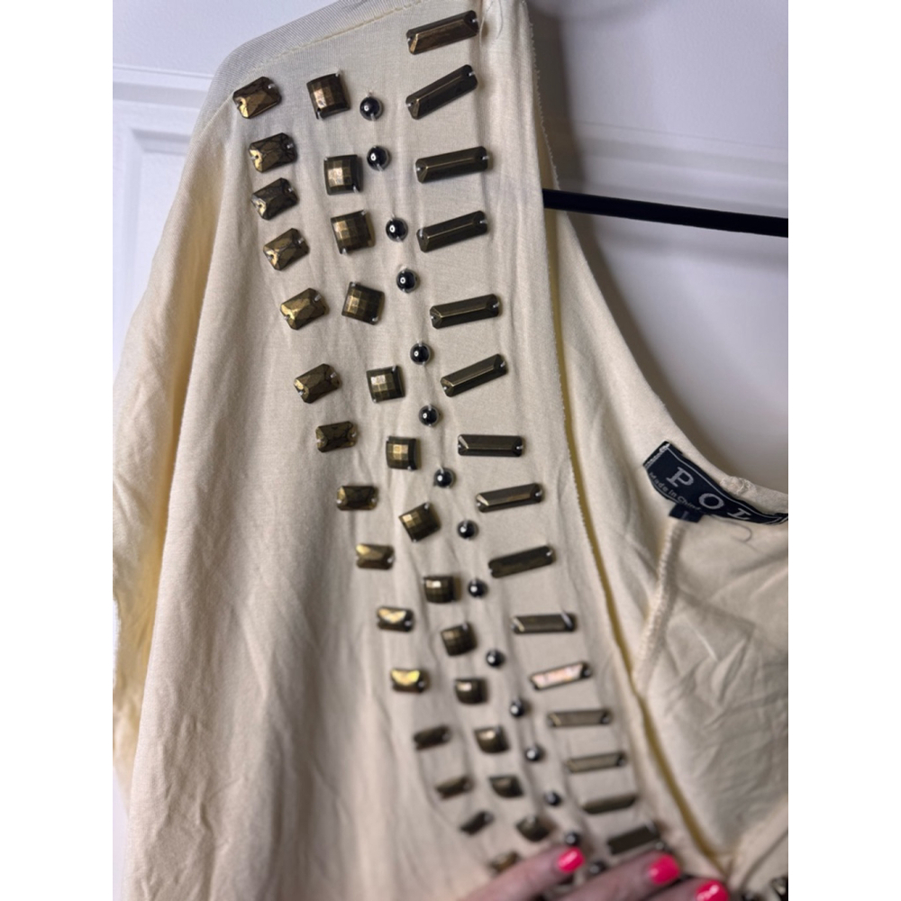 Women's POL Cream Embellished Top Size L - Picture 3 of 3